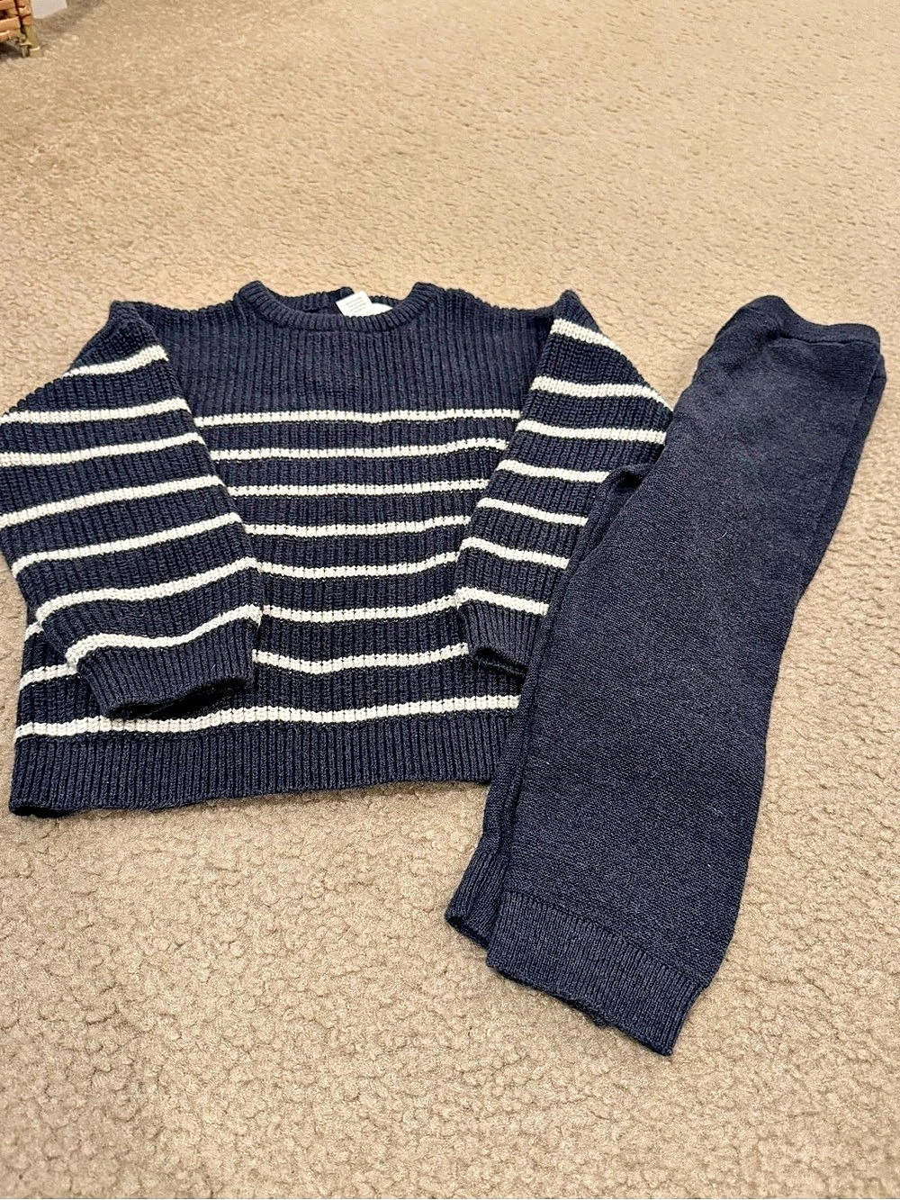 H&M Adorables Striped Knit Set Blue & White 3T